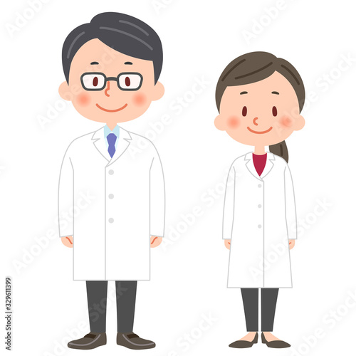 医者　男女　全身イラスト