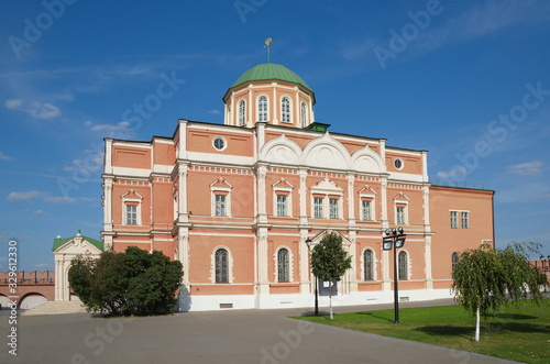 Tula, Russia - September 12, 2019: Museum of weapons in the building of the former Epiphany Cathedral of the XIX century in the Tula Kremlin