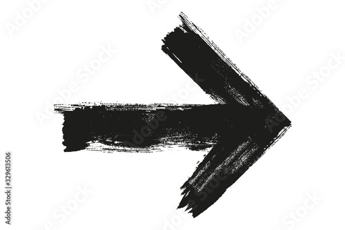 Grunge arrow vector. Brush paint black.