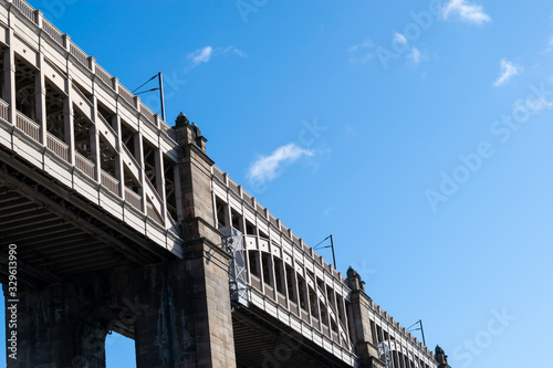 A segment of the High Level Bridge structure that spans the River Tyne in Newcastle upon Tyne.