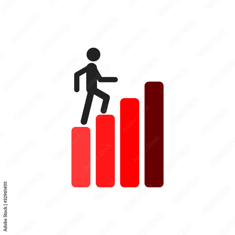 Career ladder. A man climbs the career ladder isolated on white background Career ladder. A man climbs the career ladder isolated on white background