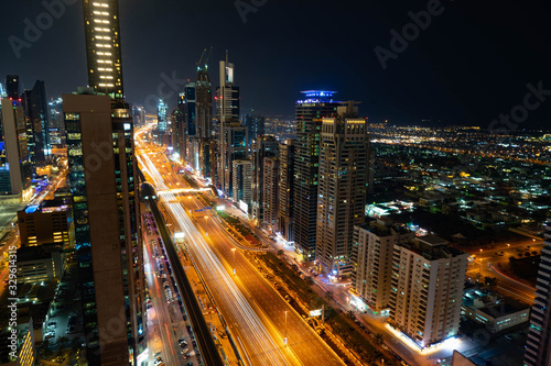 Dubai skyline in the night time  United Arab Emirates