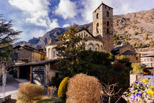 Old, historic church Esglesia de Sant Esteve in Andorra la Vella, built between XI and XII century, Andorra, Pyrenees