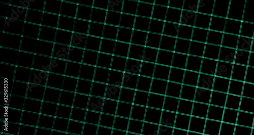Green Tennis racket strings on black background.