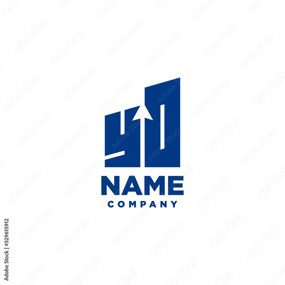 YO monogram logo with a negative space style arrow up design template YO monogram logo with a negative space style arrow up design template