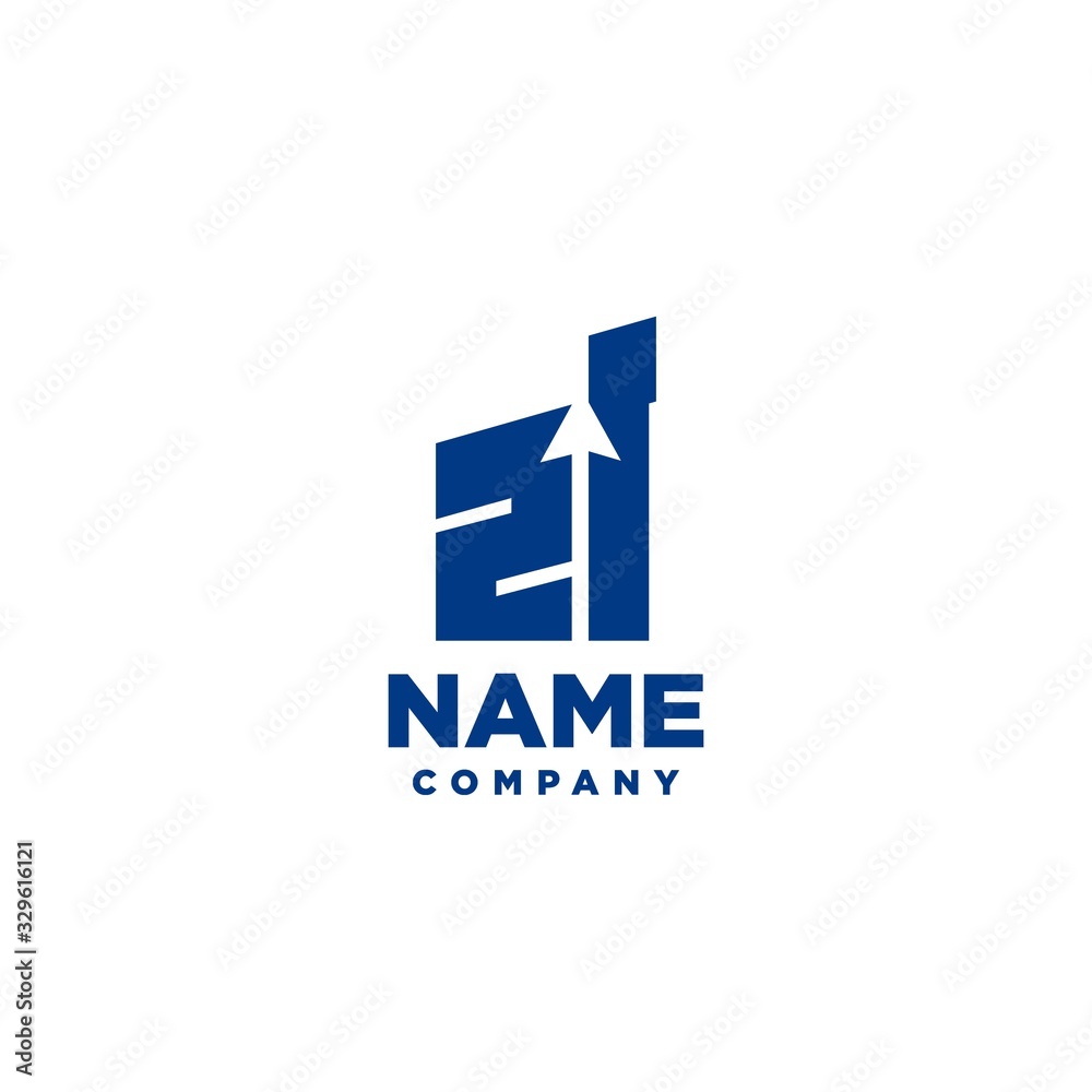 ZI monogram logo with a negative space style arrow up design template ZI monogram logo with a negative space style arrow up design template