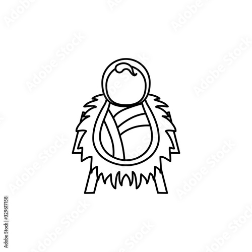 jesus baby in straw cradle manger character