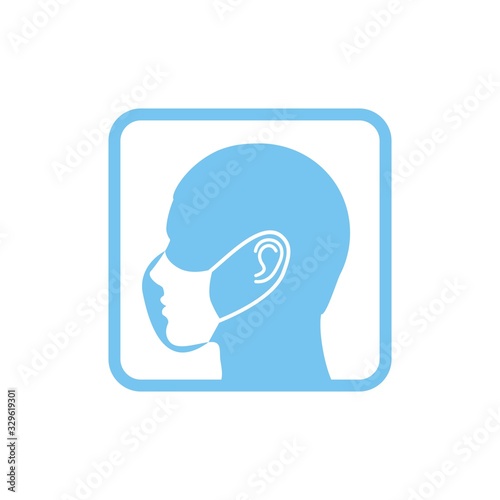 Profile of a man with a medical mask