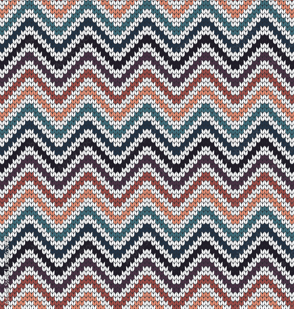Knitted wavy seamless pattern chevron