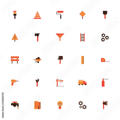 bundle of construction set flat icons
