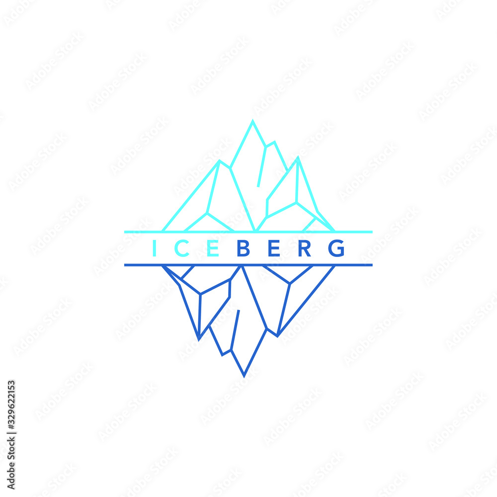 iceberg logo geometric line outline/line art vector illustration download