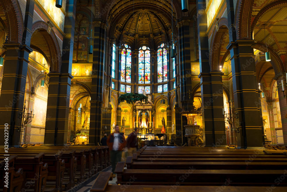 Interior view of altar inside Basilica of Saint Nicholas Amsterdam, near the Central railway Station,Amsterdam, Netherlands