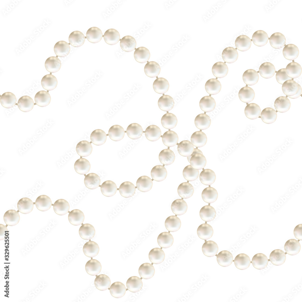 Obraz premium Pearls. White background. Abstract vector illustration. Seamless pattern.
