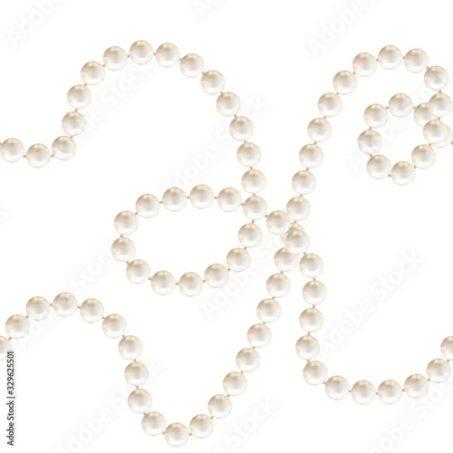 Pearls. White background. Abstract vector illustration. Seamless pattern.