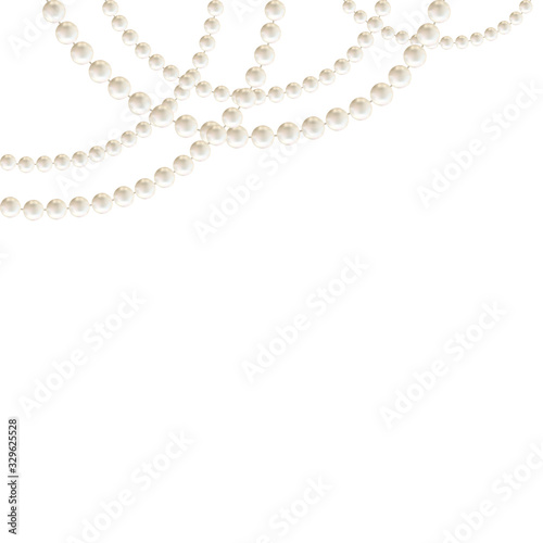 Pearls. Beads. Jewelry. Beautiful vector background. Garland. Festive decoration.