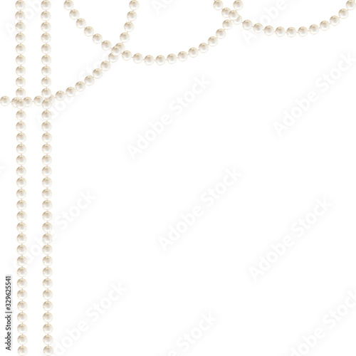 Pearls. Beads. Jewelry. Beautiful vector background. Garland. Festive decoration.