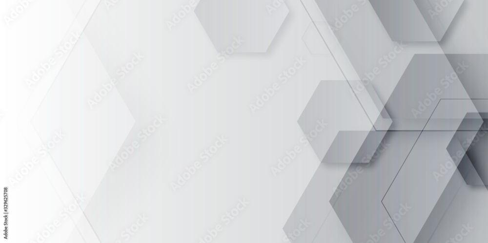 White technology hexagonal abstract background with halfotne and hexagonal shape