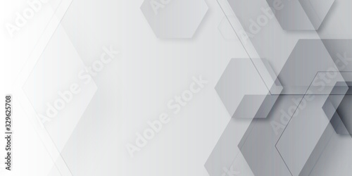 White technology hexagonal abstract background with halfotne and hexagonal shape