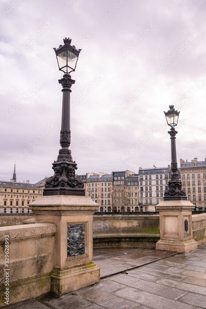 Paris, the Pont-Neuf, with typical buildings in background quai de Conti 