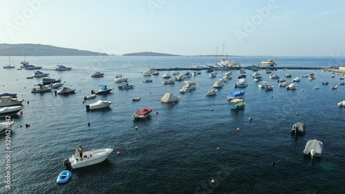 Small boats in Bugibba , Malta seen from a drone © Alexandru Manole