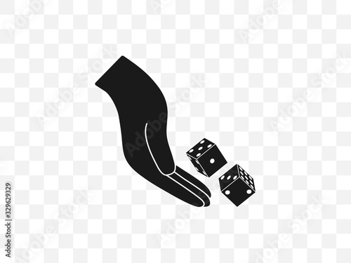 Hand throwing dice icon. Vector illustration. Isolated.