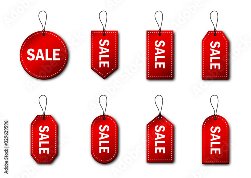 set of red sale tags and labels. black friday. banner special price isolated on white background. vector illustration