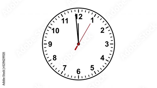 Analog clock countdown 60 seconds to midnight zooming in on last seconds