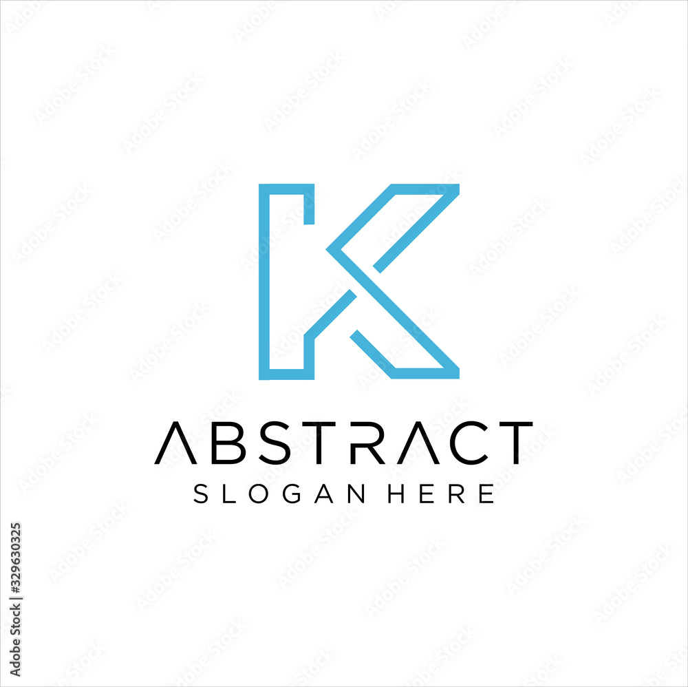 K Monogram Letter Logo With Thin Blue Monogram Outline. Modern Trendy Letters with Vector Design Illustrations. K Monogram Letter Logo With Thin Blue Monogram Outline. Modern Trendy Letters with Vector Design Illustrations.