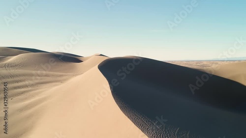 Aerial over sand dunes photo