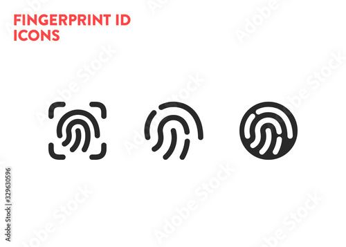 Id icons. Fingerprint scanning process icons. Fingerprint detection symbols. Vector illustration on white background