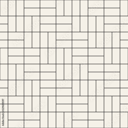 Vector seamless geometric pattern. Stylish striped rectangle tiling ornament. Simple linear lattice background.