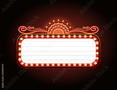 Golden casino banner theater sign copy space