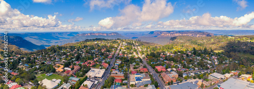 Aerial view of Katoomba and The Blue Mountains in Australia photo