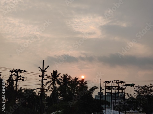 sunset in the city