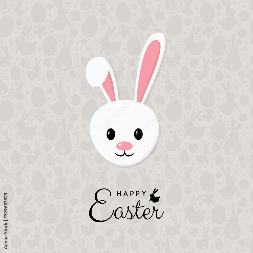Easter greeting card with cute bunny and text. Vector Easter greeting card with cute bunny and text. Vector