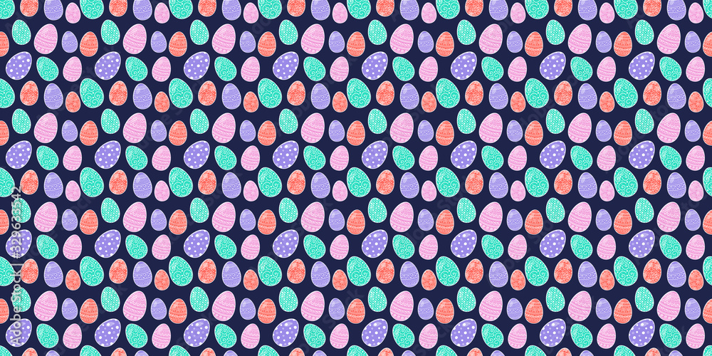 Concept of an Easter texture with decorative eggs. Vector