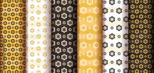 Set of seamless flower patterns with abstract style
