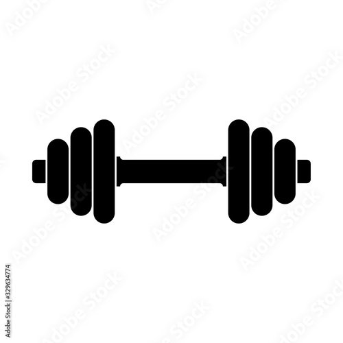 Dumbbell icon. Black silhouette. Horizontal view. Isolated object on a white background. Isolate.