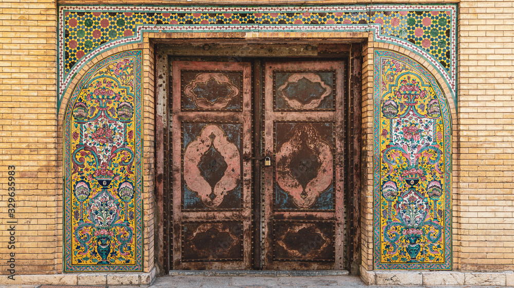 Golestan palace with Persian tiles art, Tehran, Iran