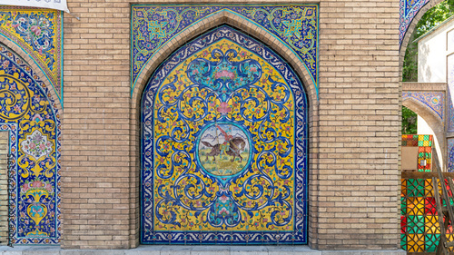 Golestan palace with Persian tiles art, Tehran, Iran photo