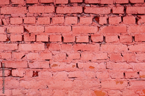The background of the old red brick wall. Texture.