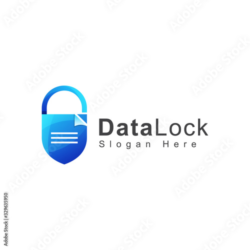 security data lock gradient logo vector template