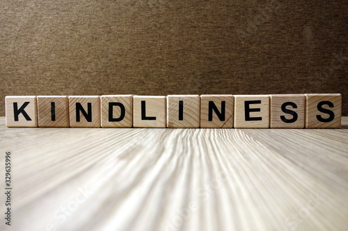 Word kindliness from wooden blocks photo