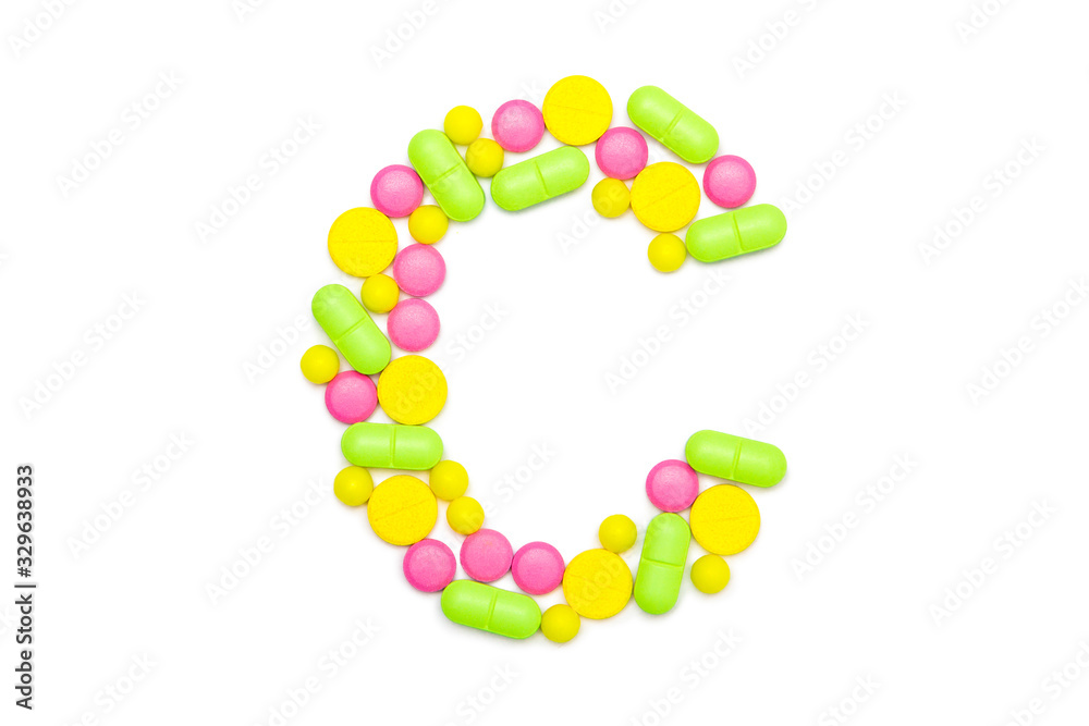 Alphabet of tablets and pills isolated on white Alphabet of tablets and pills isolated on white