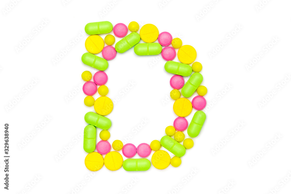 Alphabet of tablets and pills isolated on white Alphabet of tablets and pills isolated on white