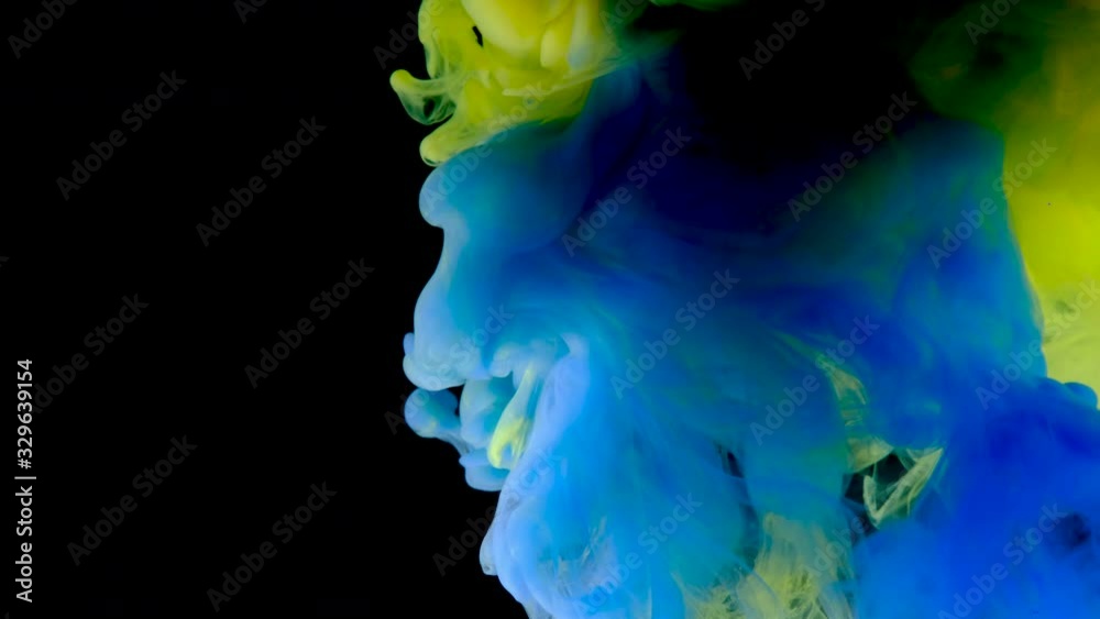 4K, Colorful drops in water, abstract color mix, drop of Ink color mix paint falling on water Colorful ink in water, 4K footage