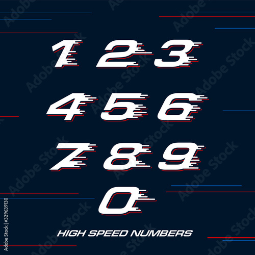 speed Sport numbers set logo design template. Vector sport style typeface for sportswear, sports club, app icon, corporate identity, labels or posters. eps 10 illustration