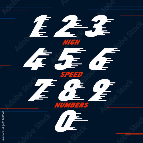 speed Sport numbers set logo design template. Vector sport style typeface for sportswear, sports club, app icon, corporate identity, labels or posters. eps 10 illustration