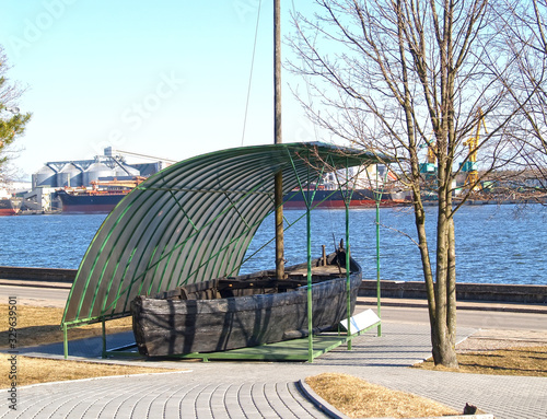 KLAIPEDA, LITHUANIA. Kurenas, an old fishing sailing vessel, on display at the Maritime Museum photo