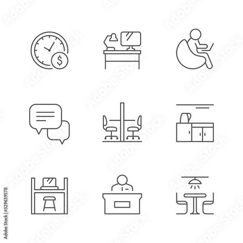 Set line icons of co-working